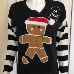 Christmas sweater gingerbread man print Poof!  Size L   Merry Christmas